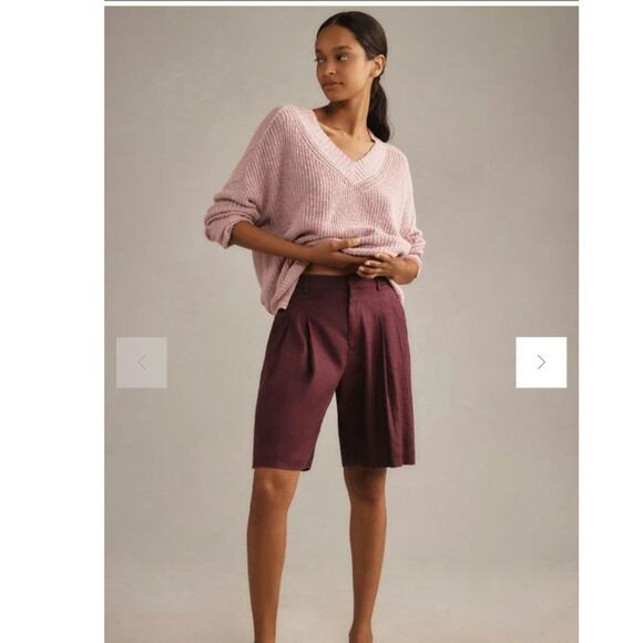 Anthropologie Maeve The Avery Pleated Trouser Shorts Violet Women’s Size: 4 - Picture 1 of 6